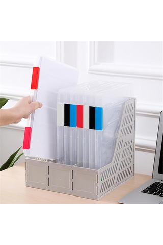 Anjiexun 4'lü A4 Dosya Kutusu, Şeffaf Plastik Belge Saklama Kutusu, Diğer