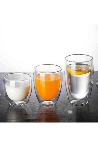 Epinox Isı Yalıtımlı Çift Katman Borosilikat Cam Bardak 450 Ml Çkb-450 Şeffaf