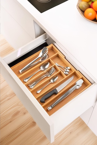 Soho Ölçü Ayarlı 5/7 Bölmeli Bambu Kaşıklık - Çekmece İçi Ve Tezgah Üstü Kaşıklık Organizer