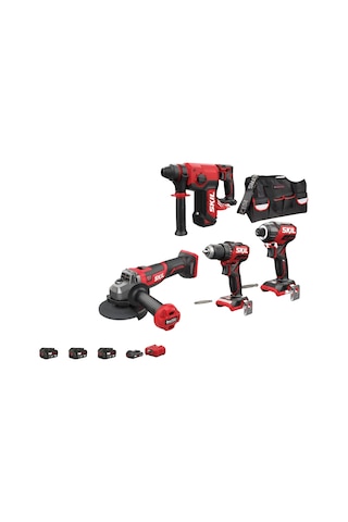 Skil Pro Kombo Set 4 3851CA 20V Max Kırıcı Delici + 3930CB Avuç Taşlama + 3065CA Matkap Vidalama + 3225CA Darbeli Vidalama + 2.5AH+ 3 Adet 4AH Akü+şarj Cihazı