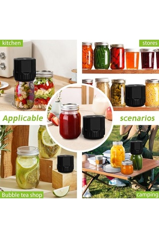 Pazly Kavanoz Vakum Makinesi 80kpa Siyah - Şarj Edilebilir, Kolay Kullanım, Gıda Saklama Siyah