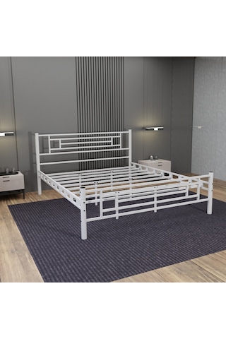Manolya Çift Kişilik Metal Karyola A Kalite, Ses Çıkarmaz ,ölçülü Model Karyola Beyaz