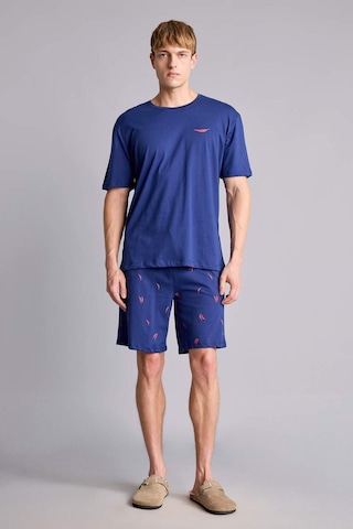 Defacto %100 Pamuk New Regular Fıt Kısa Kollu 2li İndigo Şortlu Pijama Takımı I0686ax26hsın42 İndigo-ın42