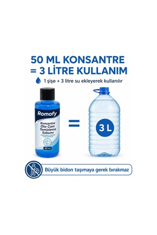 Konsantre Oto Cam Suyu Pratik Tek Kullanımlık Silecek Suyu 50ml