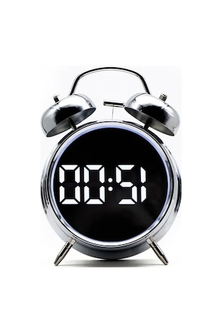 Çift Alarm Fonksiyonlu Led Ekranlı Masa Saati 07 Beyaz