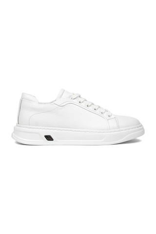 Erkek Beyaz Kalın Tabanlı Deri Sneaker
