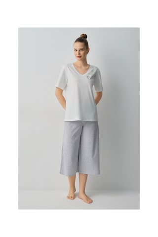 Suwen Dotty Pamuklu Kapri Pijama Takımı Wsh10510007051 Gri Melanj