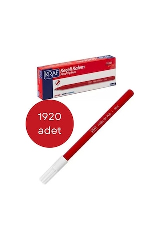 Kraf 285g Kırmızı Keçeli Kalem, 1920 Adet - 1 Koli , Keçe Uçlu Kalem