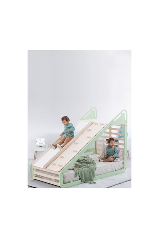 Sleepy Montessori Karyola 90x190 Cm Yatak Mint Salıncak Masa Yazı Tahtası Kaydırak Tırmanma Tahtası