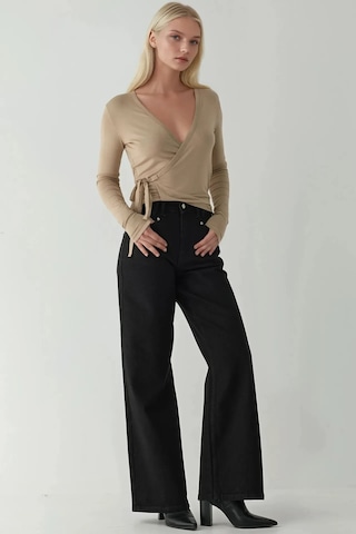 Hiccup Yüksek Bel Wide Leg Kot Pantolon Siyah