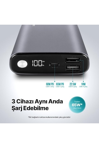 Ttec 2BB216 Recharger Pro LCD 15.000 mAh Pd 65 W Taşınabilir Hızlı Şarj Aleti