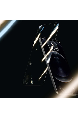 Apple Uyumlu iPhone 12 Pro Max Kingkong Corning Glass Temperli Cam Ekran Koruy Siyah