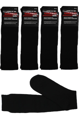 Erkek Pamuklu Diz Altı Termal Kışlık Havlu Kalın Siyah Renk Çorap 4'lü Paket Siyah