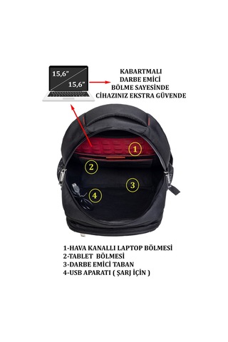 Case Club Usb Aparatlı Apple Uyumlu MacBook Laptop Sırt Çantası 14'' İnç 15,6 İnç Su Geçirmez Kumaş Gri