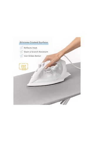 Savuk Ütü Masası Örtüsü Ve Pedi Standart Boyut Silikon Kaplamalı 4 Katlı 38 X 137 Cm Ekstra Ağır Hizmet Kalın Dolgu, Isı Yansıtıcı, Yapışmaz Kavurma Ve Leke Dayanıklı Diğer