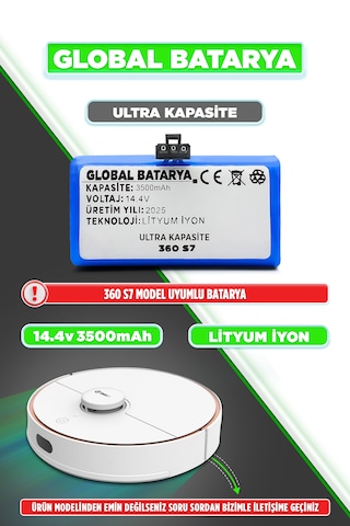 360 S7 Uyumlu Batarya 3500mah Li-ion Pil Ultra Kapasite