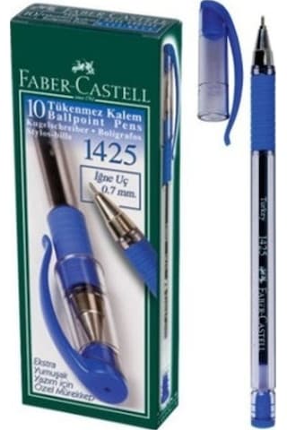 Faber Castell 1425 Tükenmez Kalem 0.7 MM İğne Uçlu Mavi 10'lu