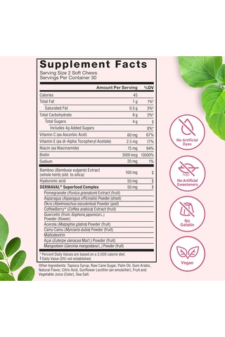 Force Factor Collagen Superfoods Women With Biotin Hyaluronic Acid And Vitamin C For Hair Skin Nails 60 Chews