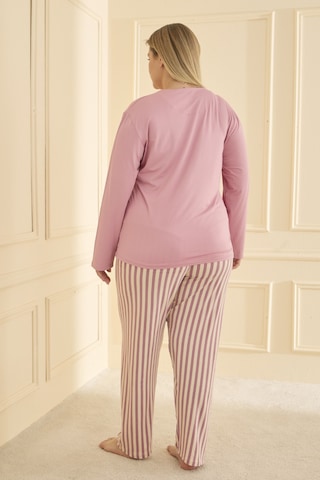 Mihra Kadın Pijama Takımı Büyük Beden & Battal Uzun Kol Pembe