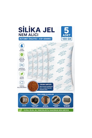 5 Adet 100 Gr Silikajel Nem Alıcı Rutubet Önleyici Küf Giderici Silika Jel Desiccant