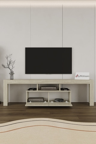 Loki 2 Kapaklı Raflı Tv Ünitesi 180 Cm Traverten Desen Traverten
