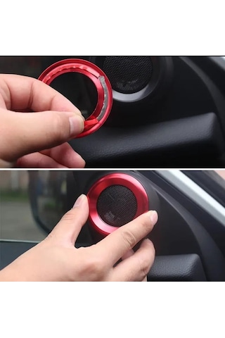 Honda Civic 2016-2019 İçin, Kırmızı Renk Daire Hoparlör Çercevesi 2 Adet