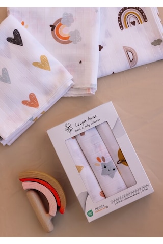 Çok Amaçlı Müslin Örtü & Battaniye 3'lü Set Pamuk Oeko-teks Sertifikalı 80x80 CM - Beyaz