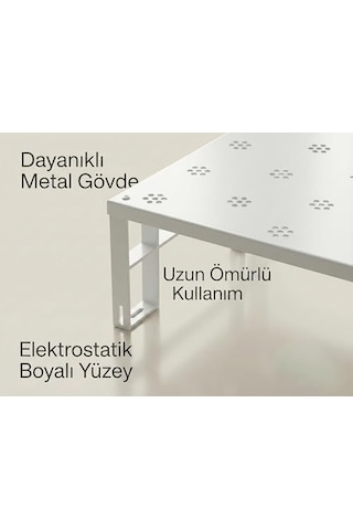 4&apos Lü Dolap İçi Düzenleyici Raf - Mutfak Dolabı Ve Tezgah Üstü Raf Yükseltici - Tabak, Bardak Ve Baharat Organizeri - Beyaz Açık Bej