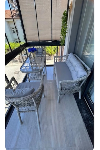 Bambu Midi 2-1-1 Alüminyum Bahçe Balkon Oturma Grubu Açık-gri