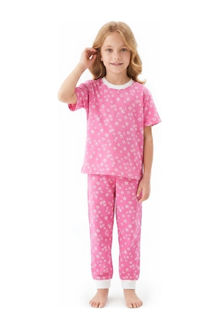 Modanino Kız Çocuk %100 Pamuk Ve Baskılı Pijama Takımı 3-8 Yaş 12720ıs Koyu Pembe