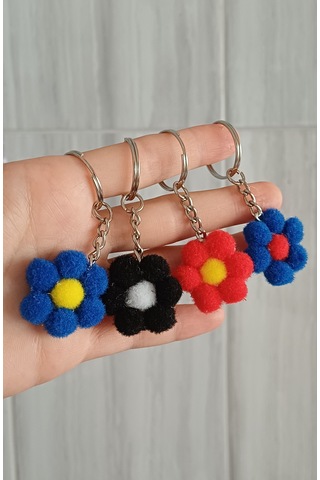 Çiçek Anahtarlık - 20 Adet - Renkli Anahtarlık - Hediyelik Anahtarlık Çok Renkli