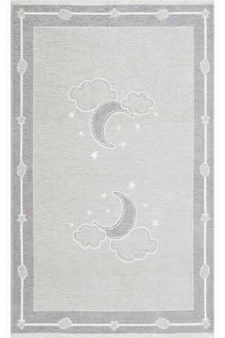 Eko Halı Noa Baby Nb 01 Grey Yıkanabilir Çift Taraflı Yumuşak Dokulu İnce Çocuk-bebek Odası Halısı Gri Beyaz