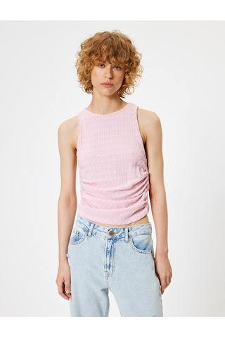 Koton Drape Detaylı Atlet Dokulu Pembe 4sal30002ık Gül