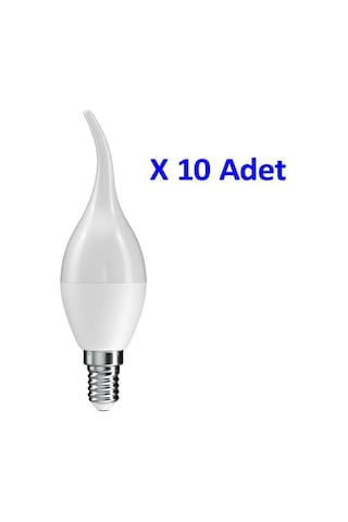 Rutter 5w Kuğu Led Mum Ampul 3000k Sarı E14 10 Adet Kıvrımlı Ampul