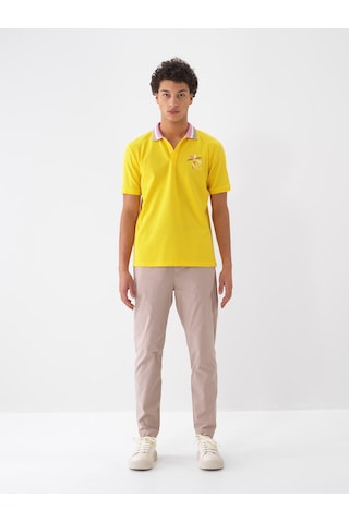 Xint Sarı Pamuk Dokulu Regular Fit Tişört 502114