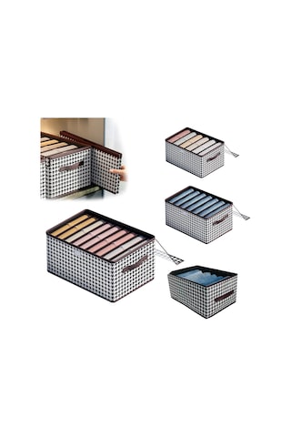 Xiyyadms Houndstooth Desenli Katlanabilir Depolama Kutusu - 44x30x20 Cm Non-woven Dokuma - Çekmeceli, Yığılabilir, Çok Amaçlı Giysi/ev Eşyaları Saklama Kutusu Kapak Ve Bölme Yok