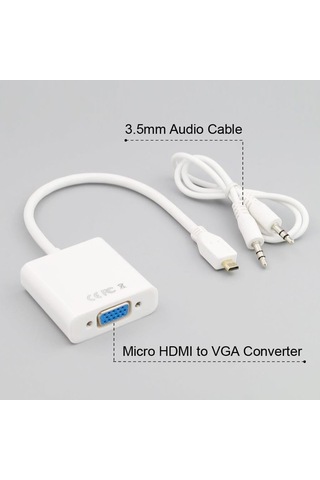 Micro Hdmi To Vga Çevirici Dönüştürücü Adaptör Ses Destekli Sku: Smg8690010126733