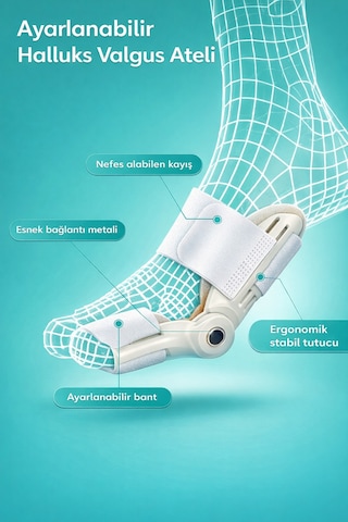 Halluks Valgus Gece Ateli Ayak Baş Parmak Kemik Çıkıntısı Düzeltici Aparat