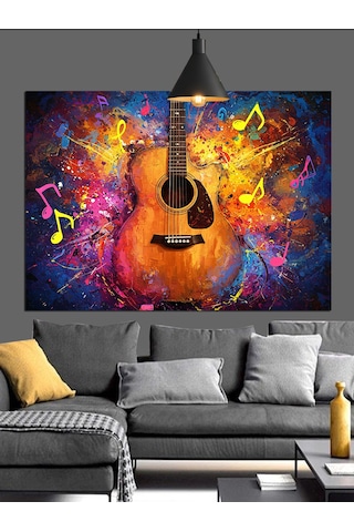 Gitar Müzik Soyut Sanat Dekoratif Kanvas - Mdf Ahşap Tablo