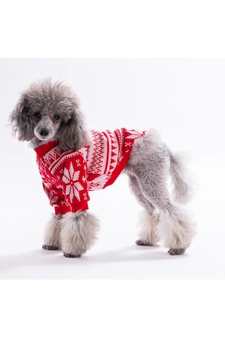 Pawstar Kırmızı Nordic Winter-snowflake Küçük Irk Köpek Sweatshirtü