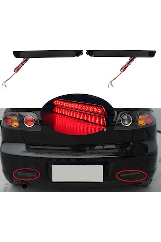 Sointeresting Araba Arka Tampon Reflektör Işıkları Toz Geçirmez Su Geçirmez Kuyruk Durdurma Lambası Fren Lambası Mazda 3 Axela 2004-2009