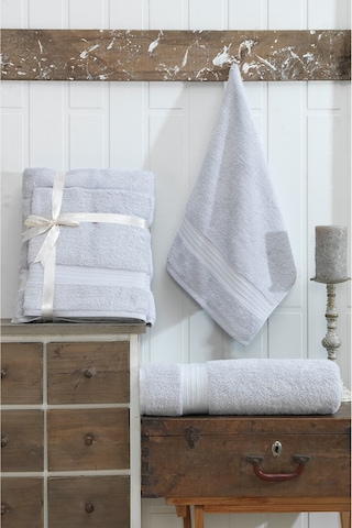 2li Banyo Havlu Seti 90x160cm +50x90cm Ds A.gri A.gri