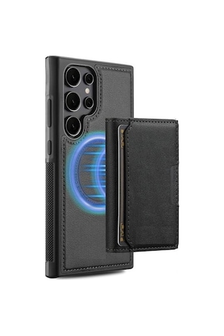 Teleplus Samsung Galaxy Uyumlu S23 Ultra Kılıf Pollux L2 Serisi Mıknatıslı Kartlıklı 2-1 Kapak