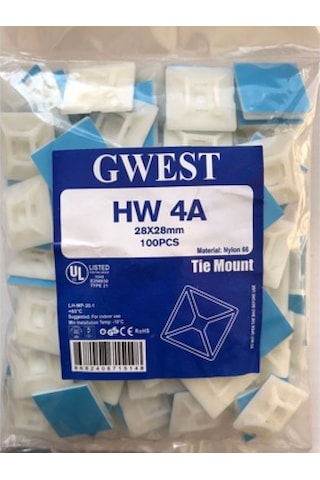 Gwest Hw-4a ,28x28x4mm 100-adet Beyaz Yapışkanlı Kroşe