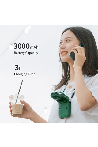 Honmex Boyun Bağlı Taşınabilir Fan, 3 Hızlı, 180 Açı Ayarlı, Telefon Tutucu Ve Power Bank Özellikli, Pembe