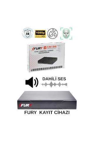 Fury 4 Lü Sesli Gece Renkli Görüş Güvenlik Kamerası Su Geçirmez Güvenlik Kamerası Seti 5590s 500gb