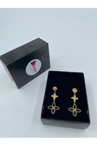 Xbaby Siyah Dolgulu İkili Yonca Gold Küpe Çok Renkli