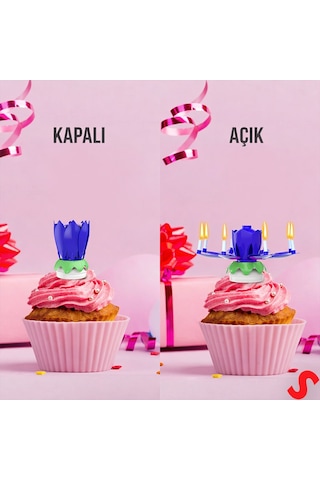 Kendiliğinden Açılan Ve Müzikle Dönen Doğum Günü Mumu