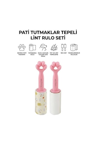 Kamptek Patili Kedi Köpek Tüy Toplama Rulosu - Yüksek Yapışkanlı Evcil Hayvan Tüy Temizleyici Roller + Kolay Soyulabilir Yapraklar 120 Yaprak 2 Adet