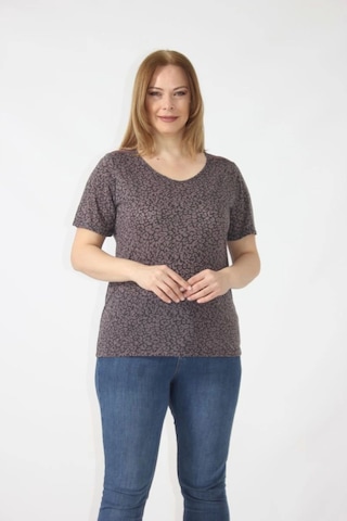 Moda Berray 3284 Sırtı Dantel Detaylı Viskon Penye Desenli Bluz Siyah-pudra Siyah - Pudra